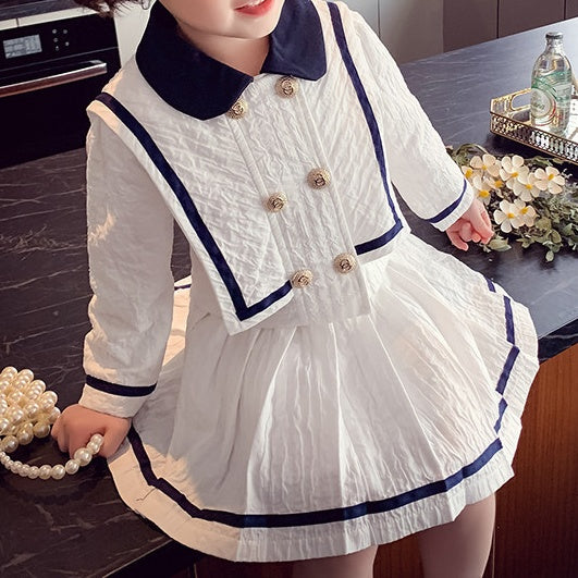 Preppy Spring 2-Piece Girls' Dress Suit, Ages 2-9 | Color: White | Image 1