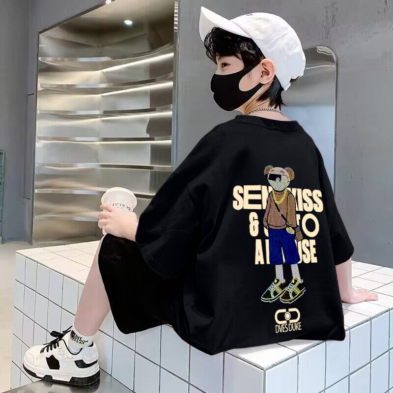 Minimalist Summer Boys' T-Shirt, Ages 3-14 | Color: Black | Image 1