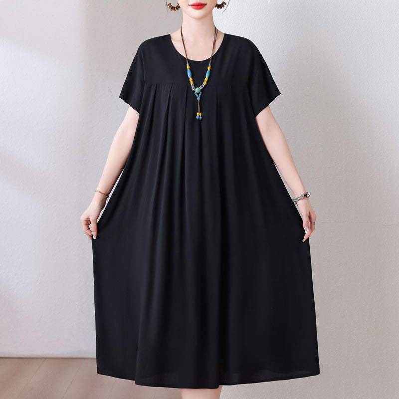 Casual Sporty Summer A-Line Dress | Color: Black | Image 1