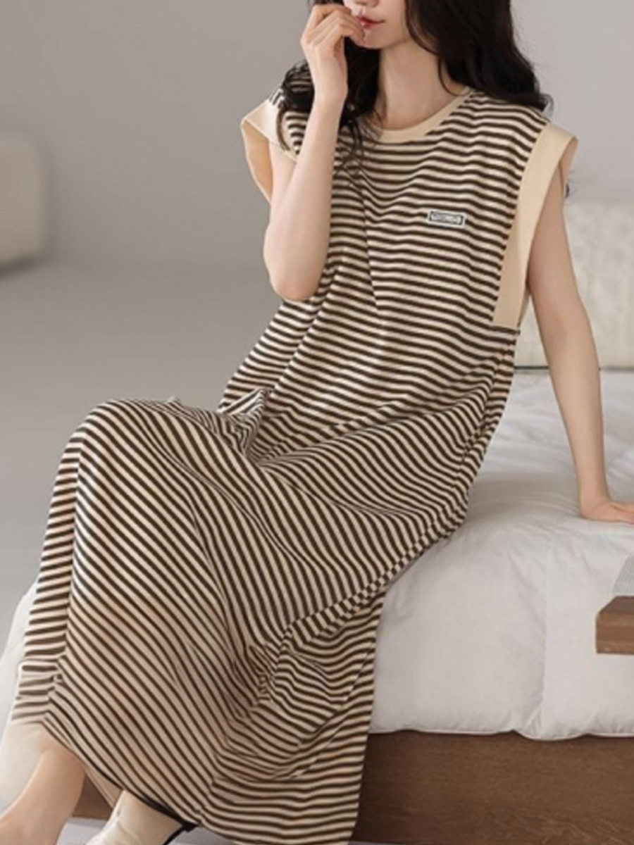 Minimalist Summer Women 's Short  Sleeve Sleep Dress | Color: Style 1 | Image 1