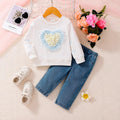 Casual Sporty Autumn 2-Piece Baby Girls' Pants Suit, Ages 3-24 Months | Color: White&Blue | Image 1