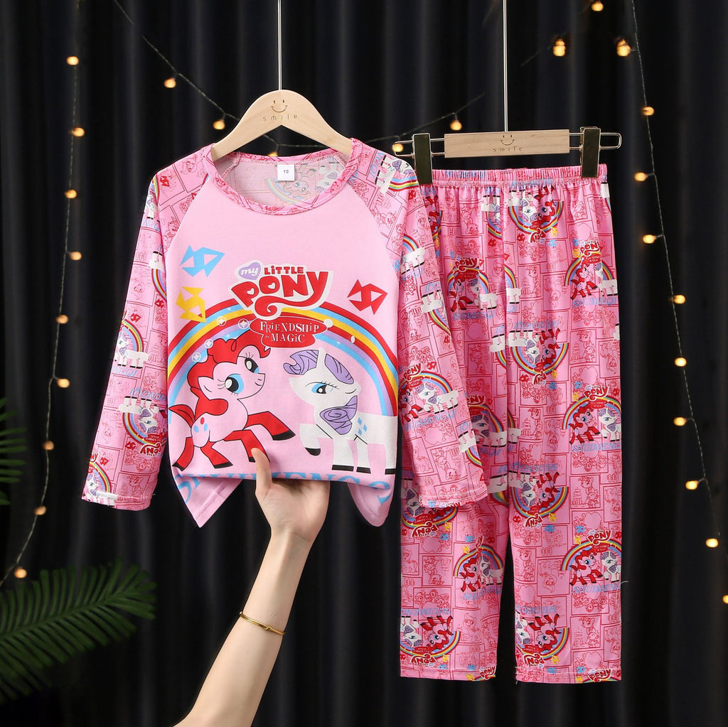 Modern Chic All-Season Minimalist Autumn 2-Piece Girls' Pajama Set, Ages 3-11 | Color: Pink | Image 1
