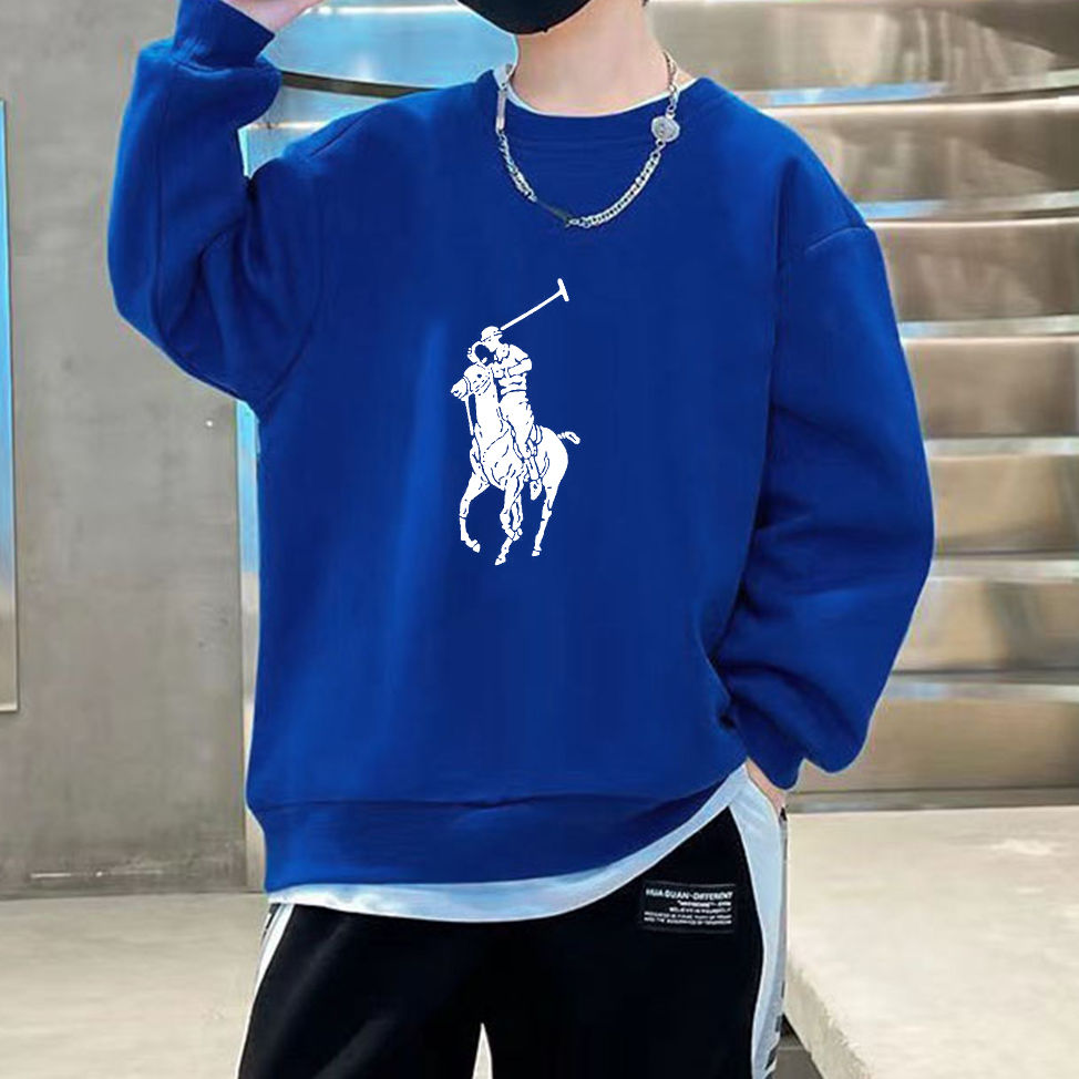 Modern Chic All-Season Minimalist Autumn Boys' Sweatshirt, Ages 4-14 | Color: Blue | Image 1