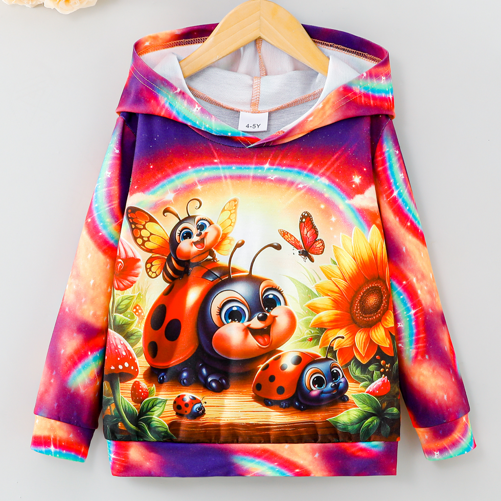 Trendy Autumn Unisex Kids' Hoodie, Ages 3-11 | Color: pink&yellow | Image 1