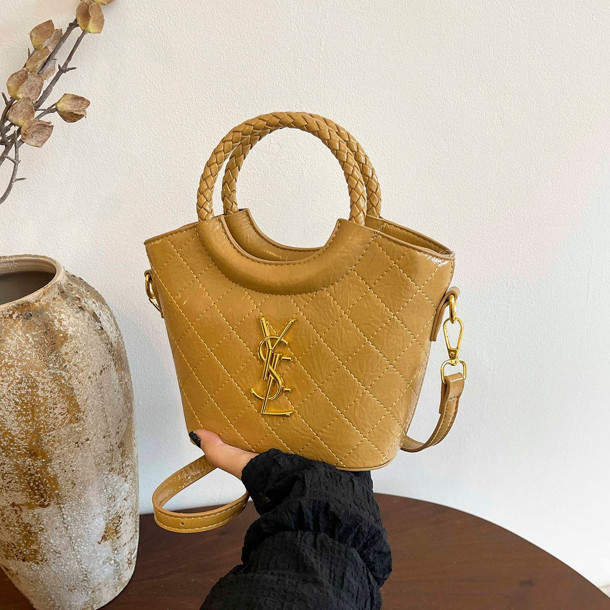 Modern Chic All-Season PU/Artificial Leather/Microfiber Leather, Cloth / Textile Women's Handbags Other Bags | Color: Khaki | Image 1