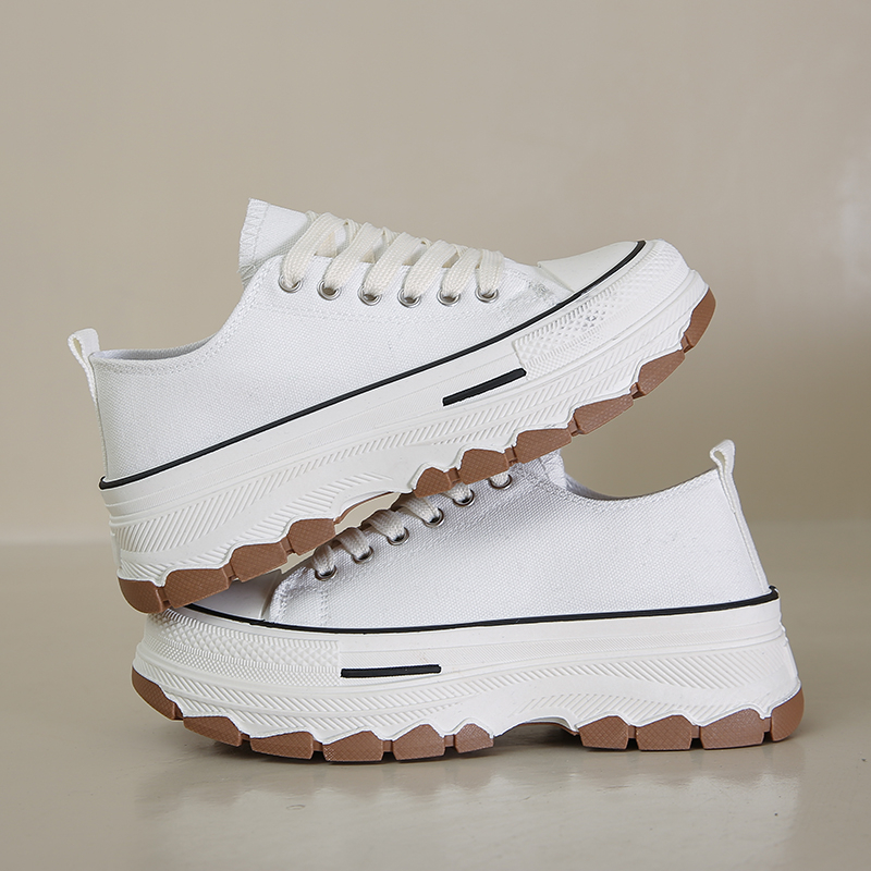 Modern Chic All-Season Denim/Canvas Women's Canvas Shoes | Color: White | Image 2