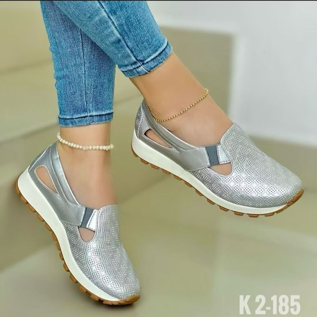Modern Chic All-Season PU/Artificial Leather/Microfiber Leather Women's Casual Shoes | Color: Silver | Image 3