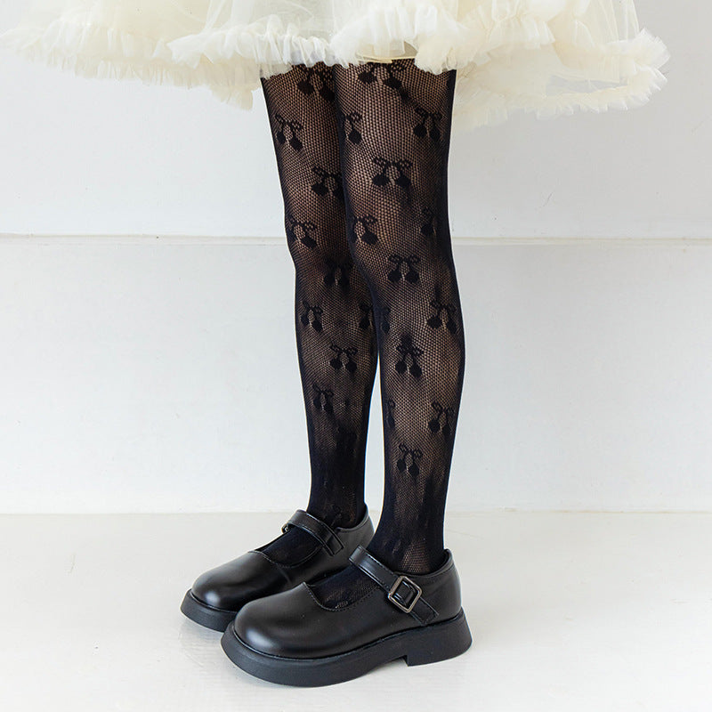 Sweet & Cute Summer Girls' Tights, Ages 5-13 | Color: Black | Image 1