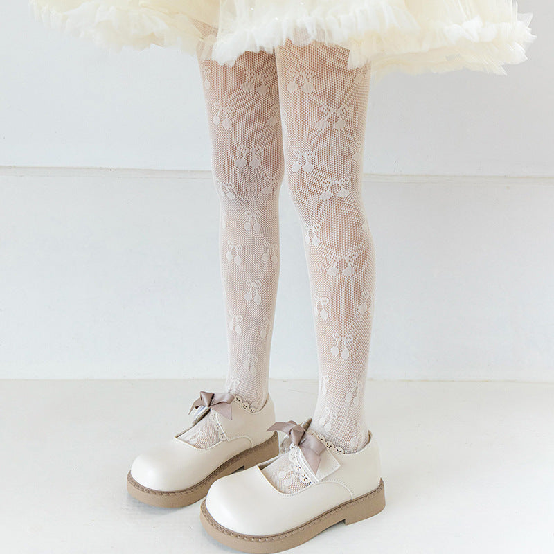 Sweet & Cute Summer Girls' Tights, Ages 5-13 | Color: Beige | Image 1