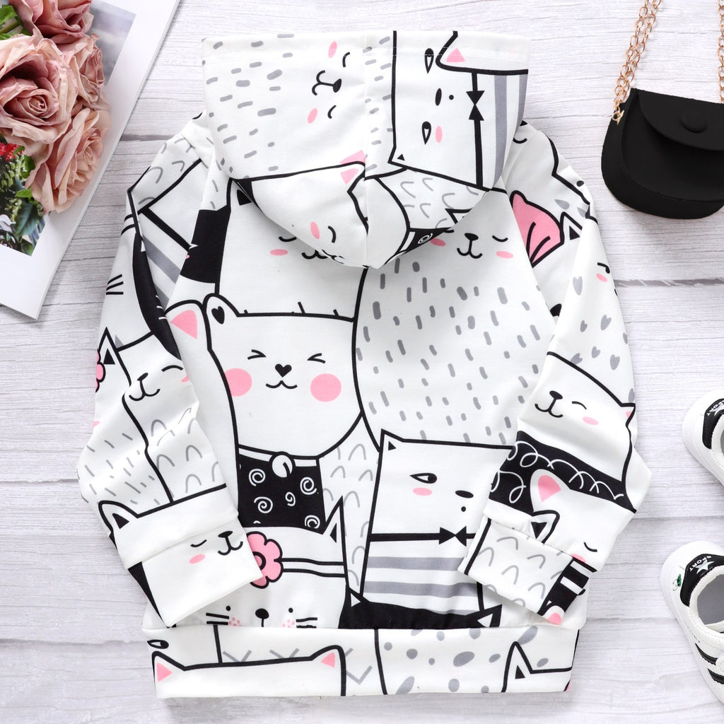 Modern Chic All-Season Casual Sporty Autumn Girls' Hoodie, Ages 4-11 | Color: White | Image 3