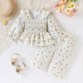 Sweet & Cute Autumn Baby Girls' Pants Suit, Ages 0-24 Months | Color: Light Beige | Image 1