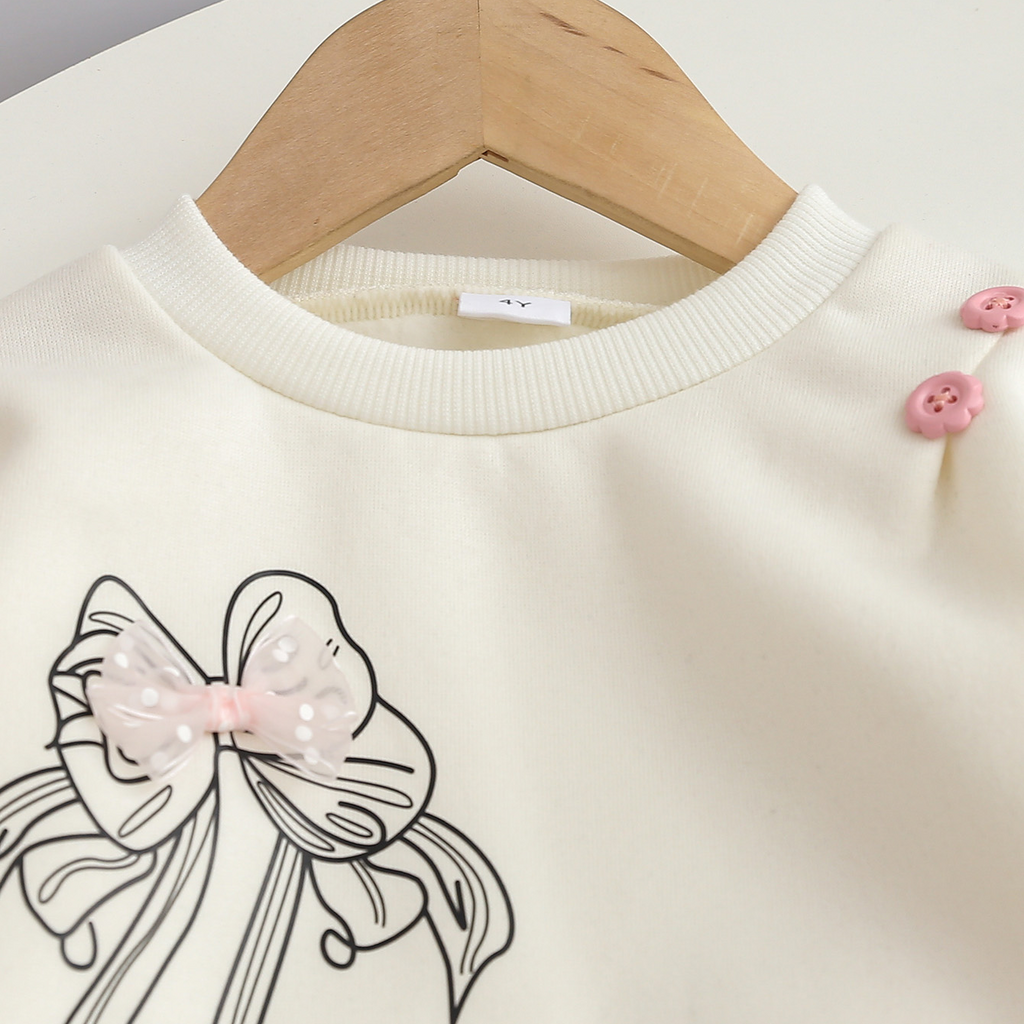 Sweet & Cute Autumn 2-Piece Girls' Pants Suit, Ages 2-9 | Color: White | Image 3