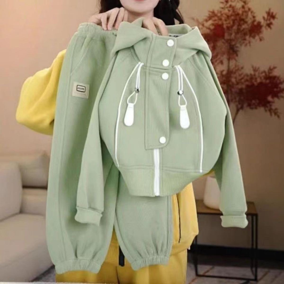Modern Chic All-Season Minimalist Spring Boys' Pants Suit, Ages 4-14 | Color: Green | Image 2