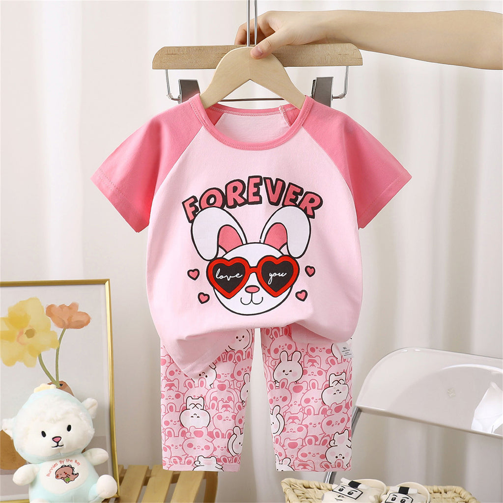 Casual Sporty Summer 2-Piece Unisex Kids' Pajama Set, Ages 2-9 | Color: Style 3 | Image 3