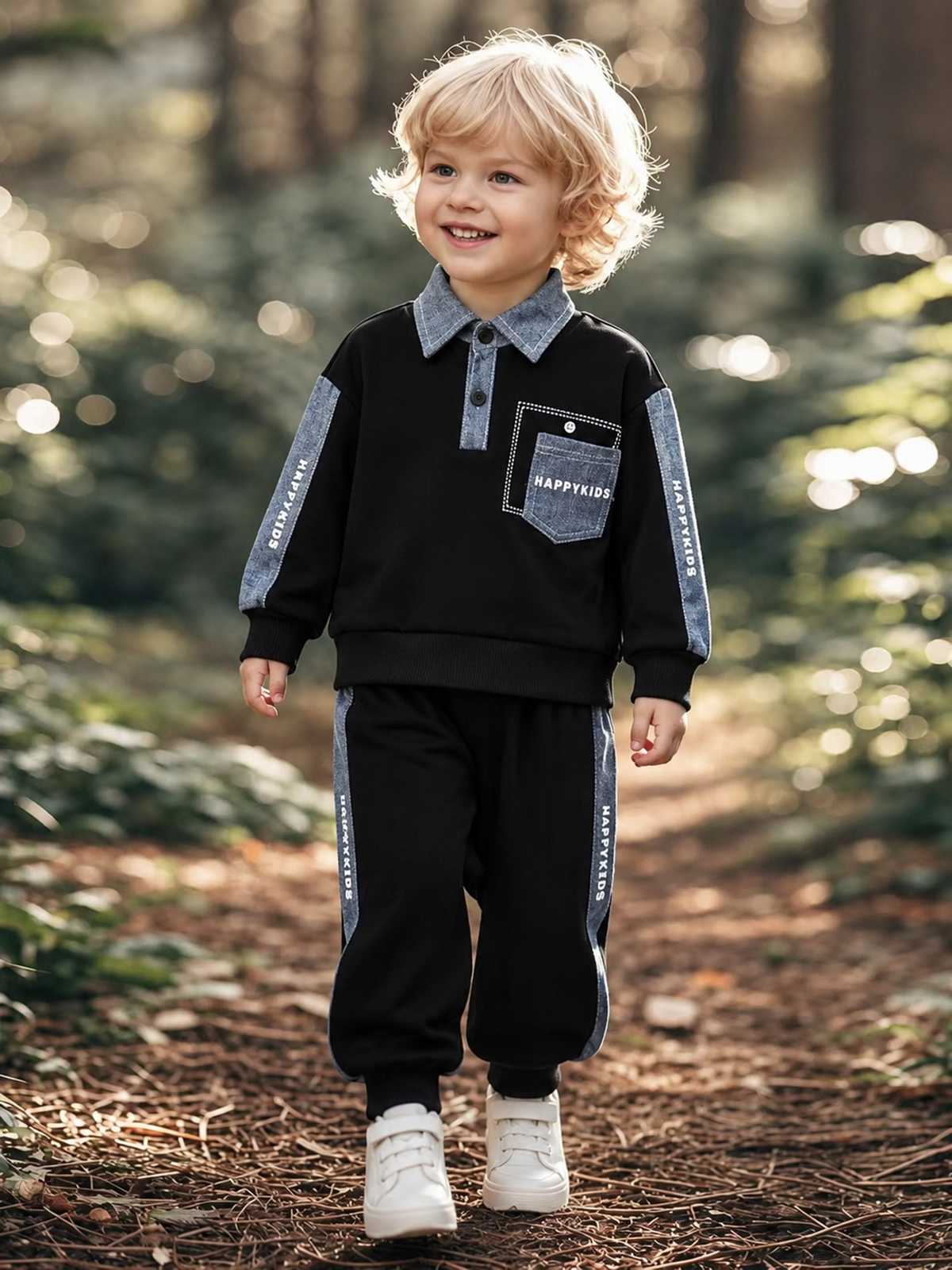 Modern Chic All-Season Trendy Autumn 2-Piece Boys' Pants Suit, Ages 2-13 | Color: Black | Image 1