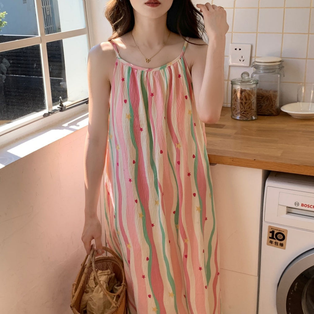 Minimalist Summer 1 Pair Women 's Sleeveless Sleep Dress | Color: Style 1 | Image 2