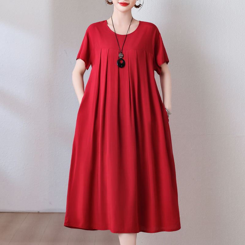 Casual Sporty Summer A-Line Dress | Color: Deep Red | Image 1
