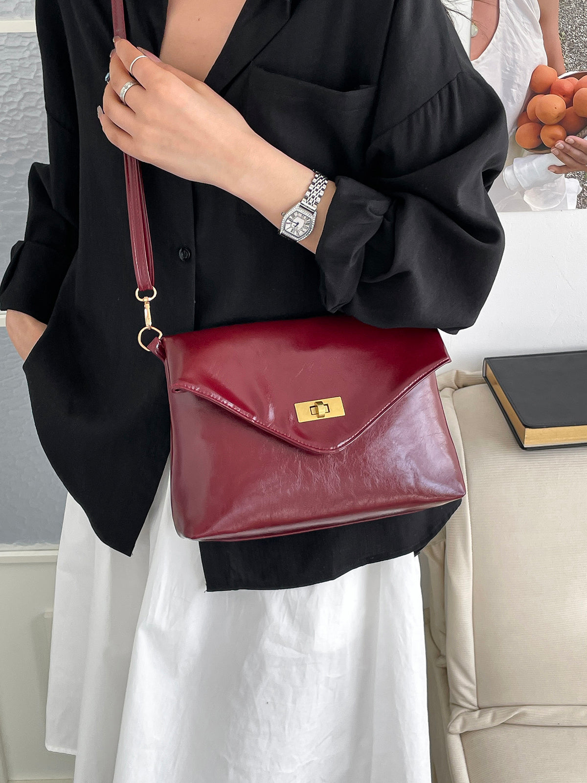 Modern Chic All-Season PU/Artificial Leather/Microfiber Leather Women's Crossbody Bags Other Bags | Color: Red | Image 1