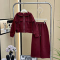 Casual Sporty Autumn 2-Piece Girls' Pants Suit, Ages 4-14 | Color: Red | Image 1