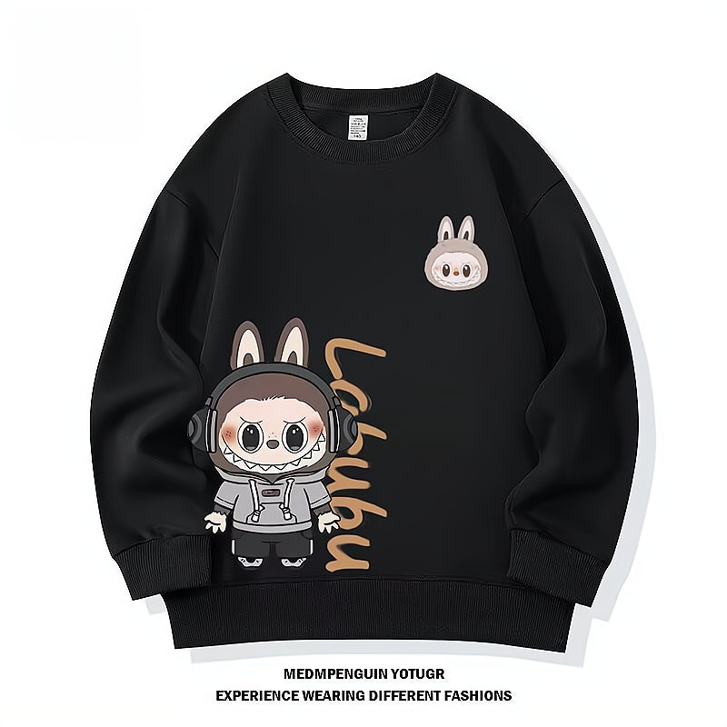 Modern Chic All-Season Minimalist Autumn Unisex Kids' Sweatshirt, Ages 2-14 | Color: Black | Image 1