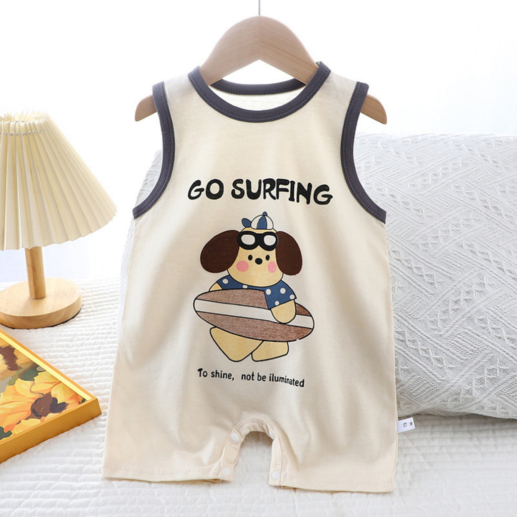 Modern Chic All-Season Casual Sporty Summer Unisex Baby Jumpsuit, Ages 1-12 Months | Color: Grey | Image 1