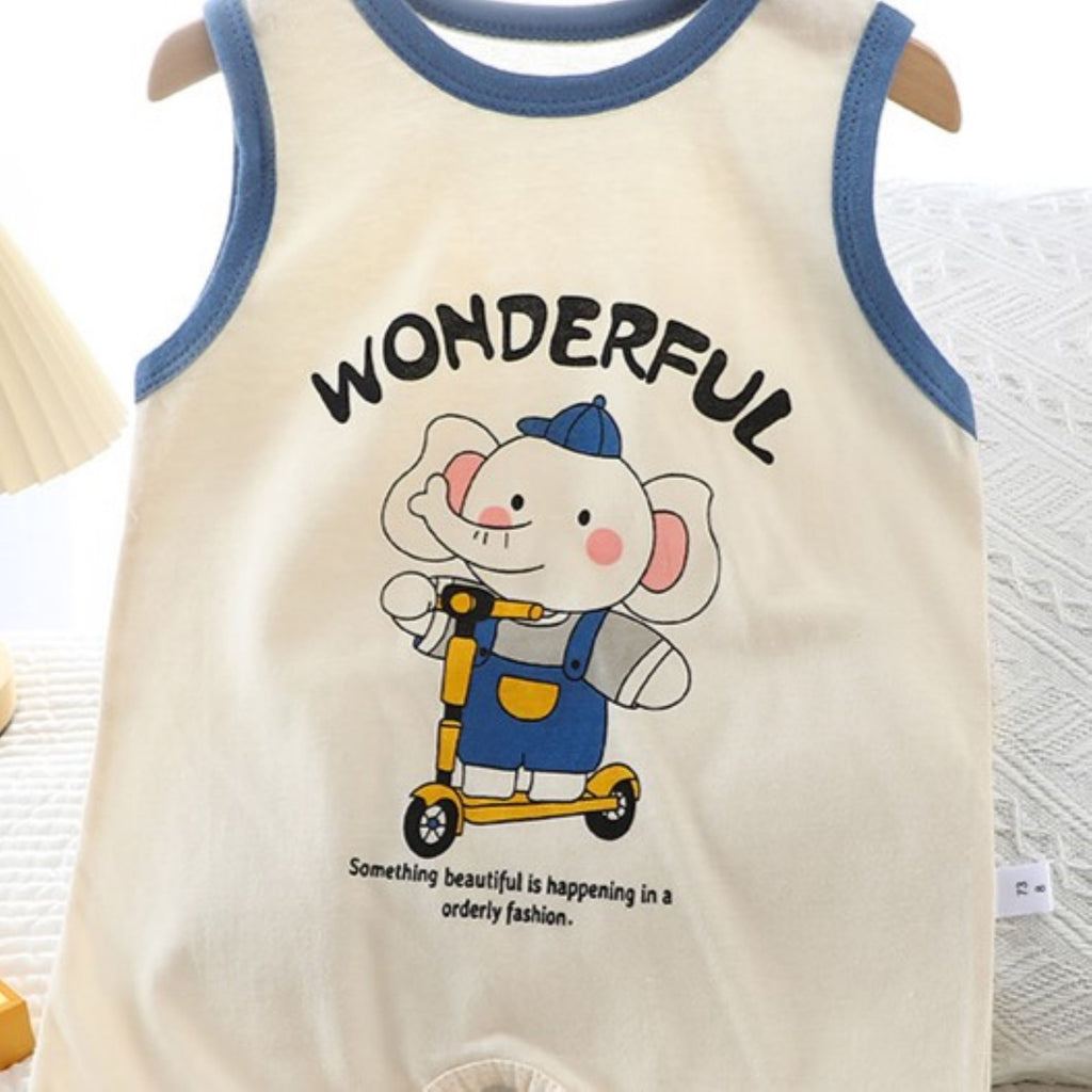 Minimalist Summer Unisex Baby Jumpsuit, Ages 1-12 Months | Color: Blue | Image 3