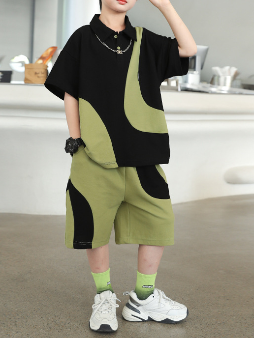 Casual Sporty Summer 2-Piece Boys' Pants Suit, Ages 4-14 | Color: Green | Image 3