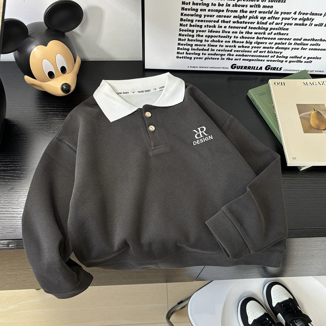 Modern Chic All-Season Casual Sporty Autumn Boys' Sweatshirt, Ages 2-9 | Color: Grey | Image 1