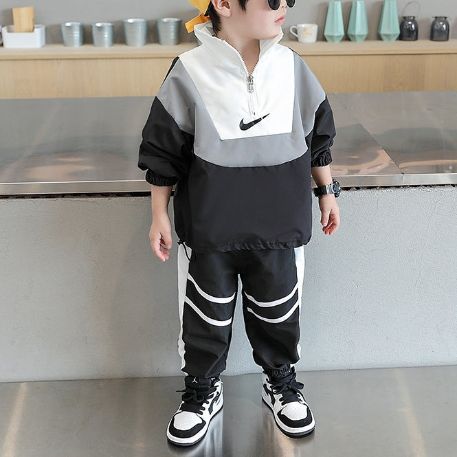 Modern Chic All-Season Casual Sporty Autumn 2-Piece Boys' Pants Suit, Ages 3-11 | Color: Black | Image 1