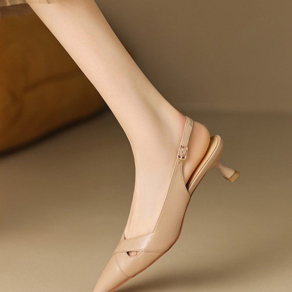 Modern Chic All-Season PU/Artificial Leather/Microfiber Leather Women's High Heel Sandals | Color: Apricot | Image 1